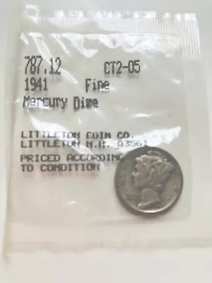 1941 Beautiful Mercury Dime~No Mint Mark~Collector’s Dime ~Original Package • $177.77