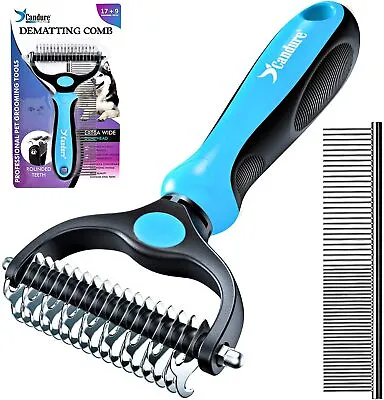 Pet Dog Cat Grooming Comb Removes Under Coat Rake Dematting Comb Care Brush Tool • £7.29