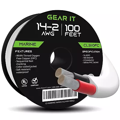 14/2 Marine Wire (100 Feet) 14AWG Gauge - Tinned OFC Copper/Marine Grade Speaker • $64.99