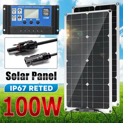 100W Solar Panel Kit 12V Battery Charger 30A Controller For Boat Trailer Camper • £36.89