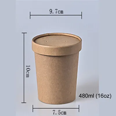 Soup Bucket Container With Lids Takeaway Tubs Cups Noodles Deli Biodegradable • £9.99