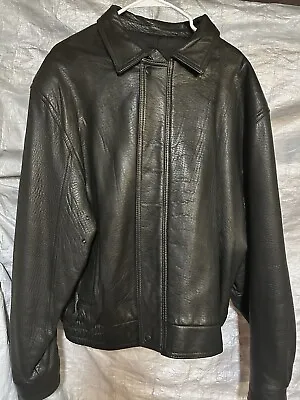 Elegant Western Remy Men Leather Jacket Black Soft Leather Size 46 Zip Cover EUC • $399.99