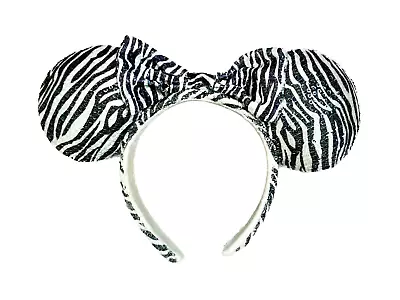 New Disney Parks Animal Kingdom Minnie Mouse Sequined Zebra Ear Headband • $94.95