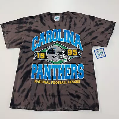 Mens Large Carolina Panthers '47 Brand Vintage Tubular T-Shirt NFL Black Tie Dye • $29.99