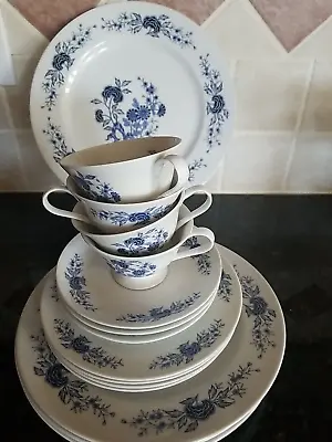 Vintage Lennold China BLUE MEISSEN Place Settings For 4 Plates Cup And Saucer • $29.99
