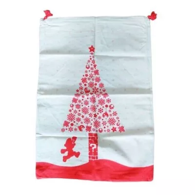 Super Mario Bros Holiday Gift Sack 18x26 Cotton Fabric W/Drawstring Nintendo NWT • $12.99