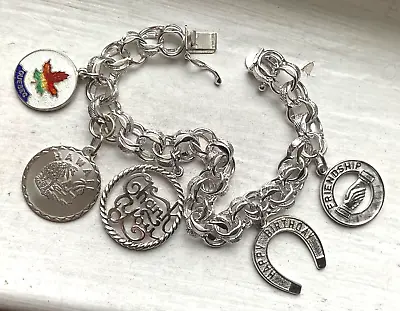 Vintage AIRFLEX Sterling CHARMS SILVER BRACELET Collection Wearable 7” Clean! • $21.81