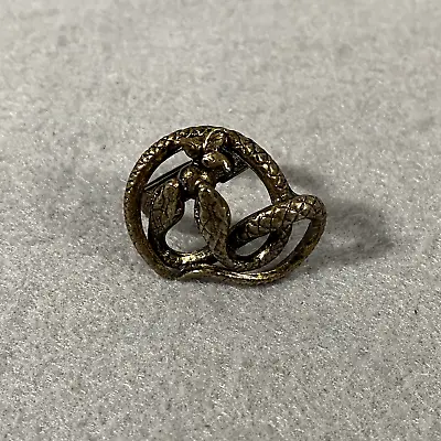 Vintage Coiled Snake Biting Apple Ring Gold Tone Metal Adjustable Band • $19.99