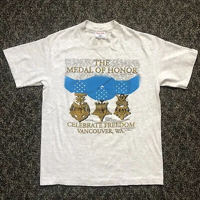 Vintage Medal Of Honor T Shirt Sz Medium Gray Military Vancouver WA Valor • $19.99