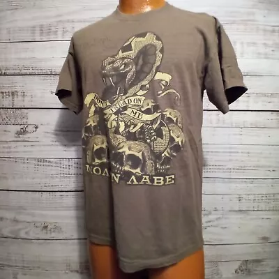 Gildan T Shirt Mens M Spartan Molon Labe Brown Snake Skulls  Don't Tread On Me   • $15.29