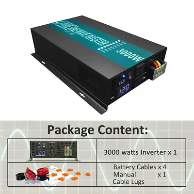 Pure Sine Wave Inverter 36V To 110V 120V 3000W Solar Power Home Car Camp Motor  • $246.24