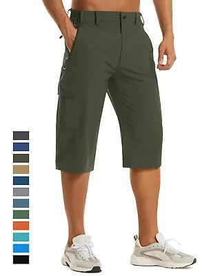 Mens Outdoor Hiking Shorts Quick Drying 3/4 Length Capri Pants Casual Cargo Work • $30.38