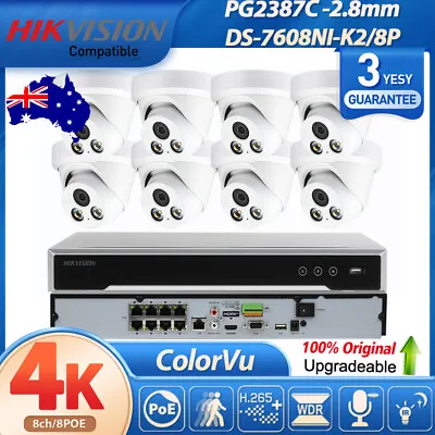 4K Hikvision 8CH 8MP CCTV System Set Home Security IP Camera POE 12MP NVR MIC AU • $122.55