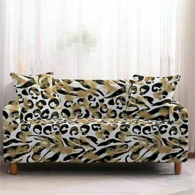 $98.79 • Buy Leopard Print Elastic Wrap All-Inclusive Couch Covers For 1/2/3/4 Seater L Sofa 