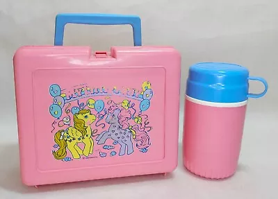 My Little Pony Vintage Lunch Box With Flask 1988 Bluebird Hasbro Pink Blue • £34.99