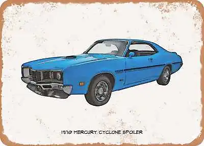 Classic Car Art - 1970 Mercury Cyclone Spoiler Pencil Sketch - Rusty Metal Sign • $18.66