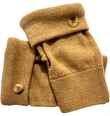 Fingerless Gloves Camel Brown 100% Merino Wool M - L Medium - Large Mittens Tan • $34.98