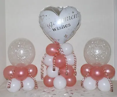 £9.99 • Buy ENGAGEMENT - Rose Gold - 3 Pack Party Set -Table Balloon Decoration Display Kit 