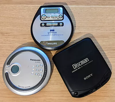 Portable CD Player Bundle Walkman Sony Panasonic Philips For SPARES Or REPAIR • £19.99