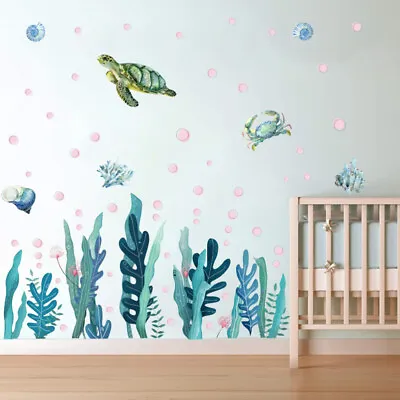 Coral Wall Stickers Temporary Underwater World Sea ​​turtle • £8.58