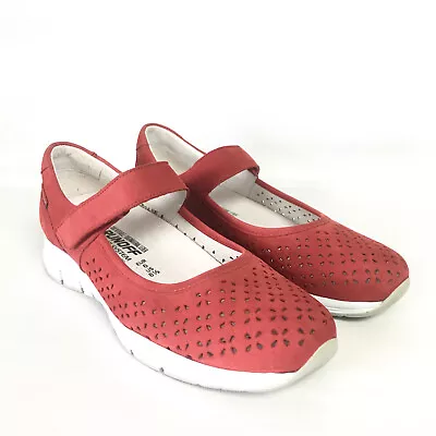 Mephisto Womens 8.5 Yelina Shoe Mary Jane Red Perforated Nubuck Comfort • $44.49