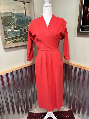 Vintage 1940’s Hot Pink Marion McCoy Wool Dress Slightly Wounded Bird • $76