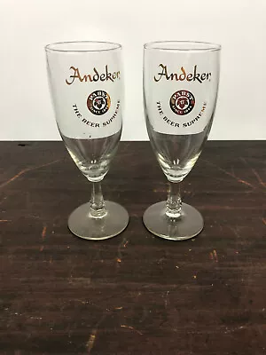 Vintage Lot Of 2 Pabst Andeker Stemmed Pilsner Beer Glasses 9 Oz • $12.95