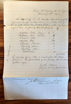 1861 Receipt Of Property From Resigning Surgeon Winans 25th Reg Illinois Vols • $62.30