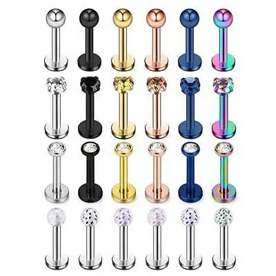 24PCS/Lot Ball Labret Monroe Lip Stud Ring Stainless Steel Body Piercing Jewelry • $9.99