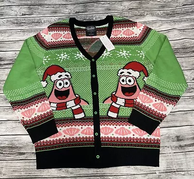 Patrick Star Mens Ugly Christmas Sweater Knit Cardigan SpongeBob Mens Medium • $35