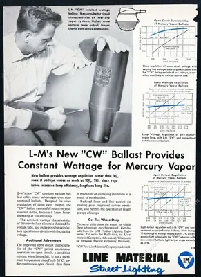 1953 Line Material Mercury Vapor Streetlight CW Ballast Photo Trade Print Ad • $9.99