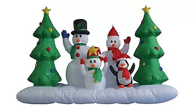 8 Foot Wide Christmas Inflatable Snowman Penguin Tree Air Blown Yard Decoration  • $104.99