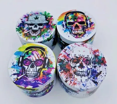 Skull Magnetic Metal Hand Grinder 50mm Colourful 4 Part Herb Spice Smoke Tobacco • £19.99