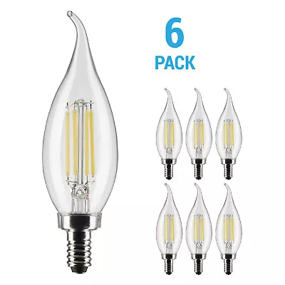 6 Pack Satco S21296 LED Filament 120V 4W =40W CA11 Candelabra E12 Warm White • $24.95