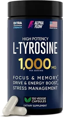 L Tyrosine 1000MG Capsules - All-Natural L- Tyrosine Supplement / Expire 7/2026 • $10