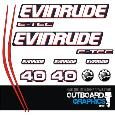 Evinrude 40hp ETEC / E-TEC Outboard Engine Decals/sticker Kit • $49.88