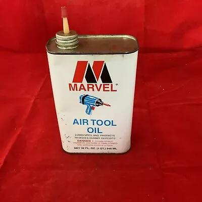 Marvel Air-Tool Oil Tin 32 Fl. Oz. Quart Can Vintage Partial Nearly Half Full • $29.90