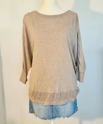 VICTORIA’S SECRET Cashmere Blend Reversible 3/4-dolman Sleeve Taupe Knit Sweater • $35