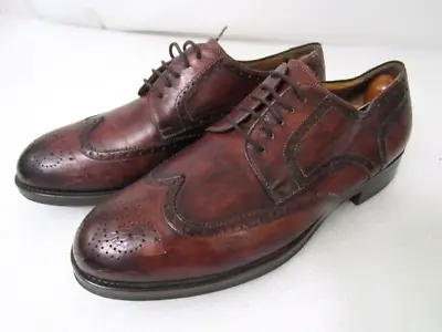 Magnanni Men's Oxford Wingtip Dress Shoe Brown Leather Size 7.5 M 18798 • $75