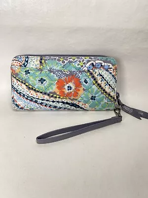 VERA BRADLEY Zip Around Wristlet Wallet Continental Accordion Citrus Paisley • $22