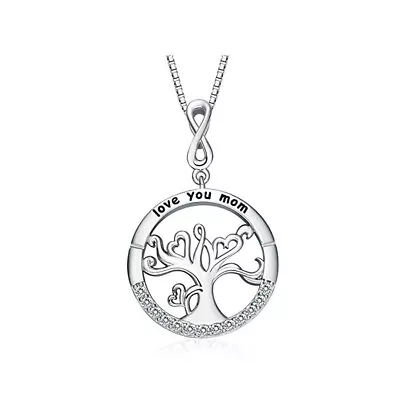 Fashion Lady Silver Round Life Tree I Love Mom Pendant Necklace For Women Jewelr • $1.11