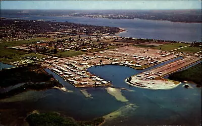 Tropic Isles Mobile Home Park & Yacht Club ~ Palmetto Florida Aerial View 1960s • $2.78