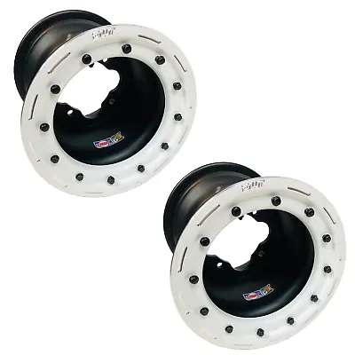 DWT G3 Rear White Beadlock Wheels Rims Pair 8  8x8 3+5 4/115 YFZ 450 450R 450X • $319.95