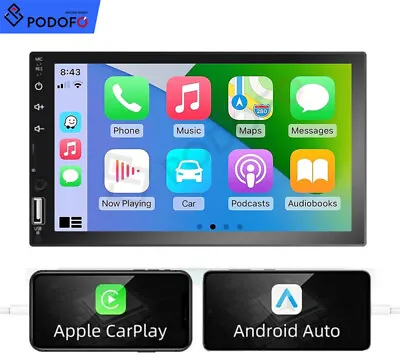 7  Double 2Din Car Stereo Radio For Apple/Android CarPlay Bluetooth MP5 Player • £28.98