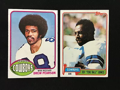 Drew Pearson 1976 & Ed Too Tall Jones 1981 Topps Dallas Cowboys Football Card • $5.99