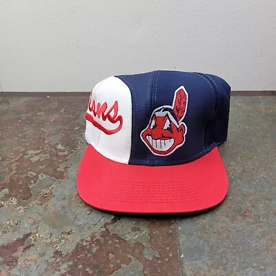 Vintage Logo 7 Cleveland Indians Chief Wahoo Embroidered Snapback Hat • $39.95