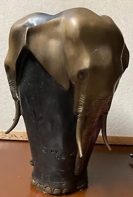 Signed P.J Mene Bronze Sculpture Three Relief Elephant Heads Vase Vintage Old • $950