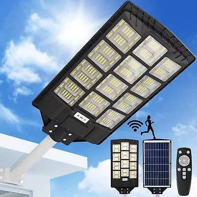 2024 NEW 2000W Commercial LED Solar Street Flood Lights Outdoor Lamp +Pole • $69.59
