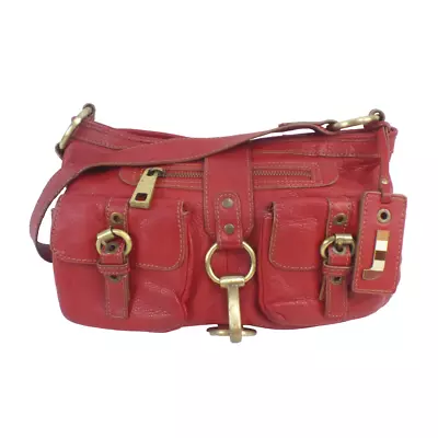 Ladies JASPER CONRAN Red Leathers Shoulder Handbag Gold Hardware • £6.95