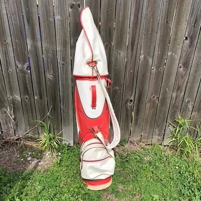 Vintage Wilson Red / White Golf Bag W/ Strap 6 Way Divider Approx. 35  Tall  • $129.99